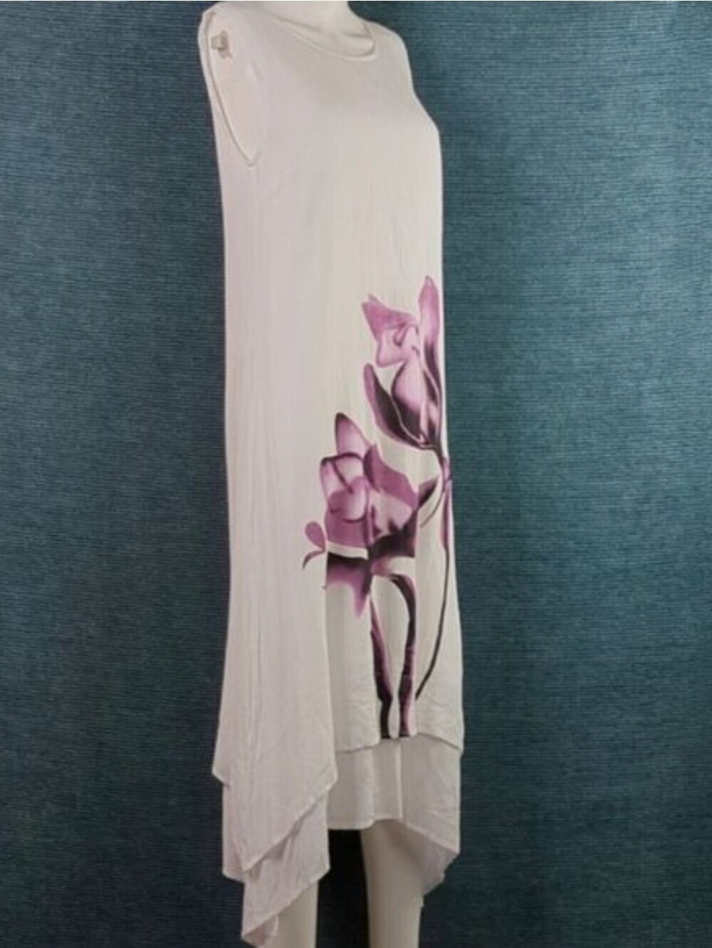 NWT Tendency Gauzy Sleeveless  Midi-Dress Layered Handkerchief Hem - Picture 9 of 15